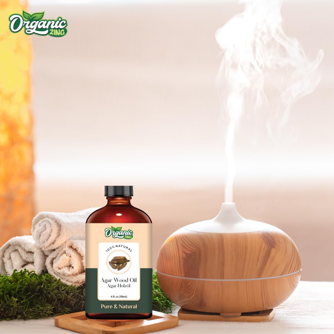 Organic Zing Agarwood Oil | Pure & Natural Essential Oil for Skincare, Hair Care & Massage - 118ml/3.99fl oz