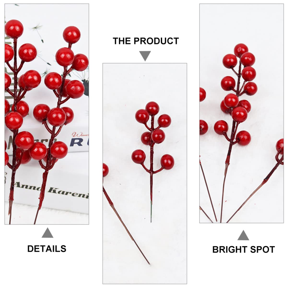 Amosfun 6 Ensembles Fourchette À Fruits Rouges Artificielle Fausses Baies De Houx Tiges De Baies De Houx Baies Rouges Artificielles Pics De Baies De Noël Fruits Faux 20 pièces * 6