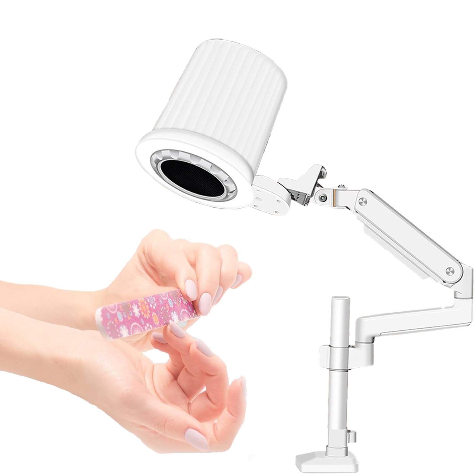 Collecteur De PoussièRe D'Ongles Professionnel pour Ongles en Acrylique avec Filtres RéUtilisables, Aspirateur Puissant à 10 Vitesses pour Salon De Manucure Et Usage Domestique