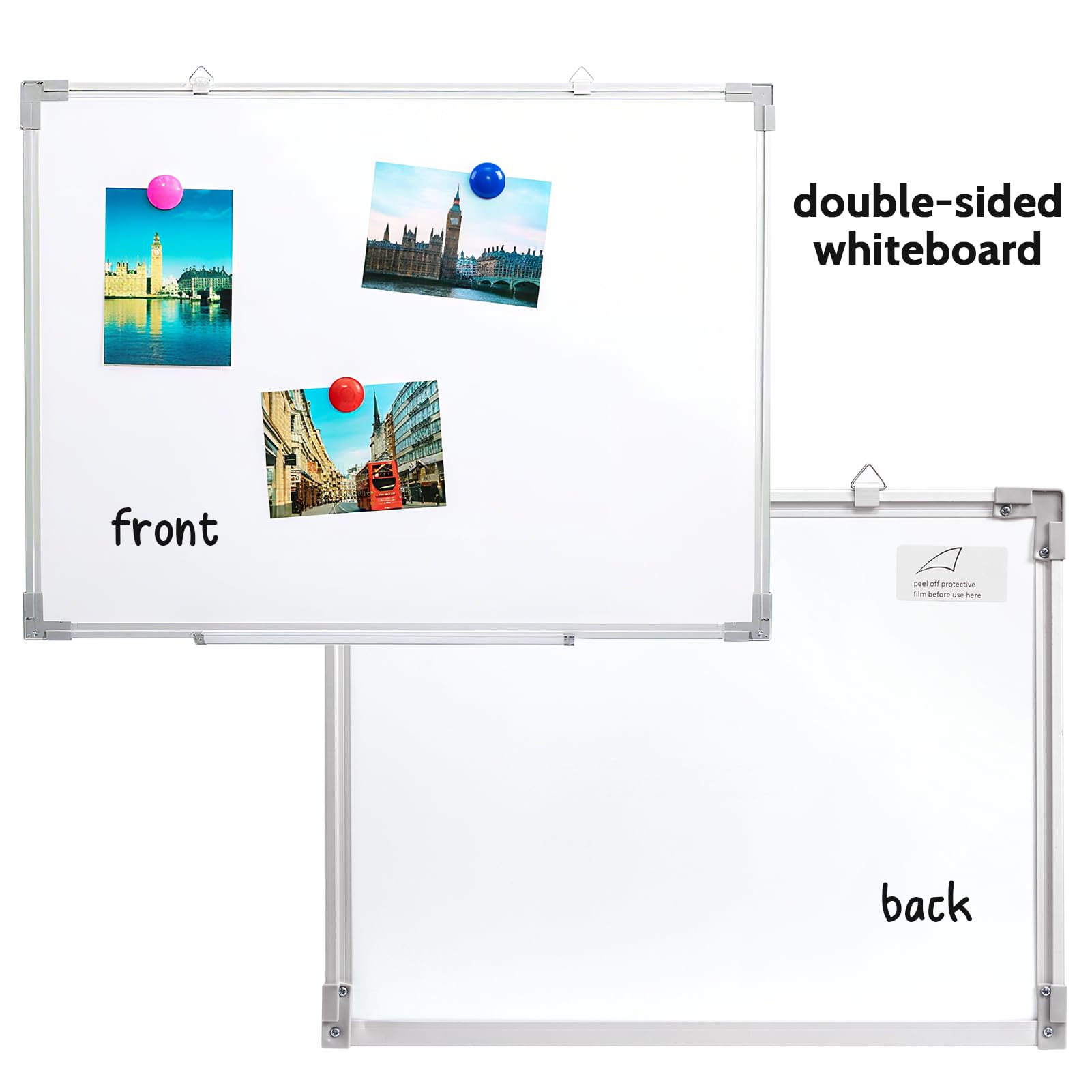 DOEWORKS Drywipe magnetyczna tablica suchościeralna, 60 x 45 cm, suchościeralna tablica suchościeralna z 3 markerami, 12 magnesami, 1 gumka do mazania, biała tablica do domu, szkoły, biura