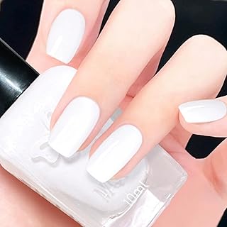 Water Based White Nail Polish Quick Dry-Non Toxic Nail Polish Color-White Fingernail Polish for Girls & Women- Easy to Remove and Use Air Dry
