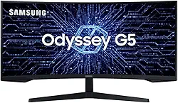 Samsung ‎C34G55TWWL Odyssey 34' - Monitor Gamer Curvo, WQHD, 165Hz, 1ms, tela ultrawide, HDMI, Display Port, Freesync Premium, preto, série G5