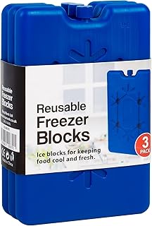 Albert Austin Pack of 3 Home Freezer Blocks Mini Reusable Ice Blocks for Cool Bags Space Saving Freezer Packs Cooler Bag Ice Packs Non Toxic Kids Lunch Boxes Outdoor Travel Camping Picnic Hiking