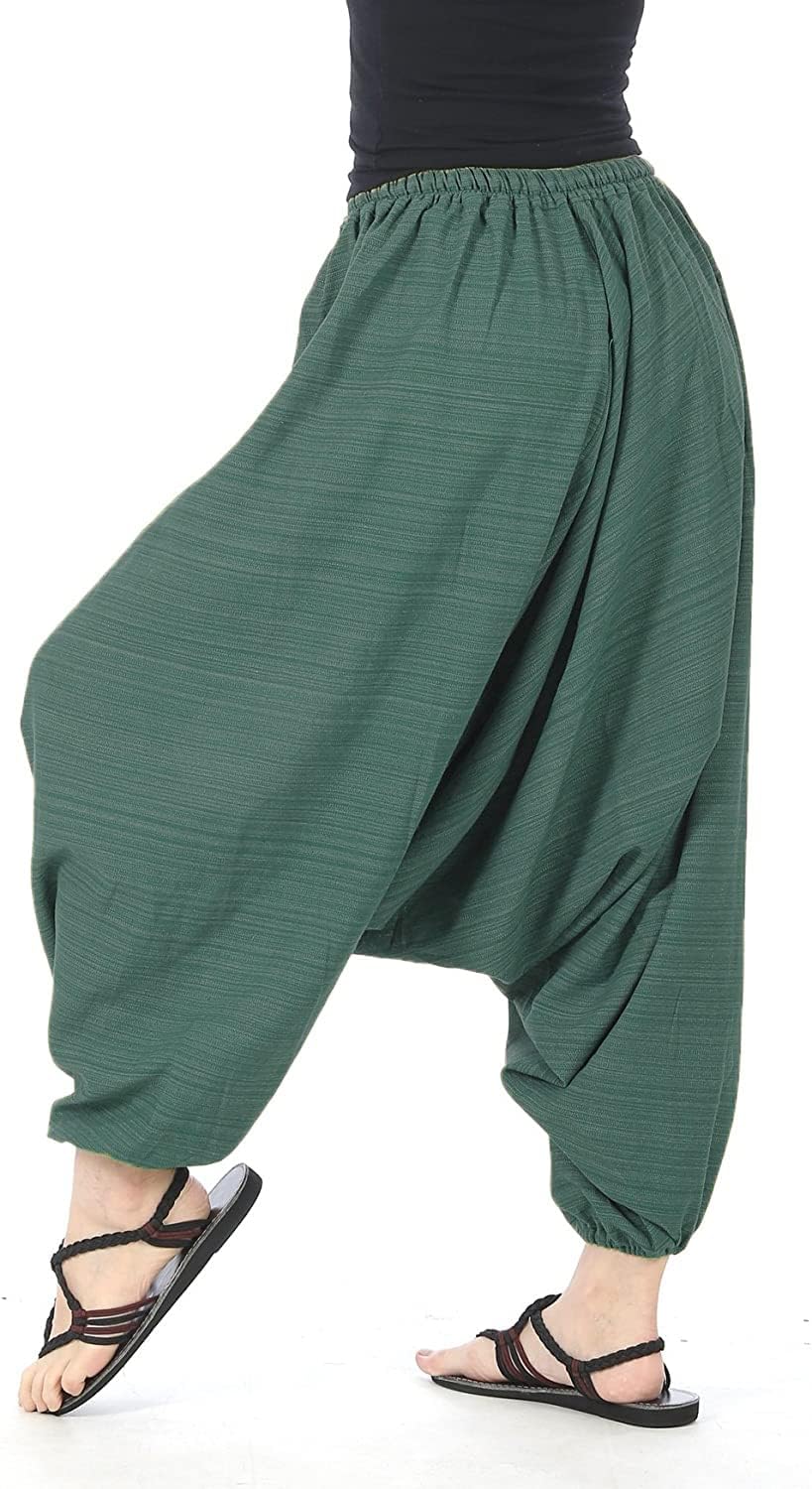 Whitewhale Mens Women Cotton Stripe Aladdin Loose Baggy Boho Hippie Harem Pants