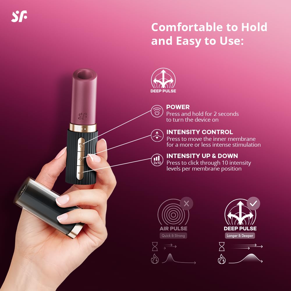 Satisfyer Pro 2 Kiss Vibratore a rossetto 3D Air Pulse Nero Ø 2.9 cm