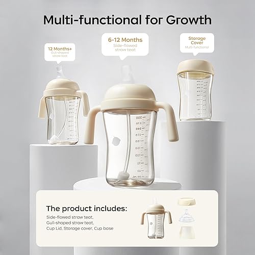 Miniatura 5 de Bc babycare Sippy Cup Learner para niños de más de 6 meses con pezones y asas, vaso a prueba de derrames, vasos con pajita con peso, tazas para