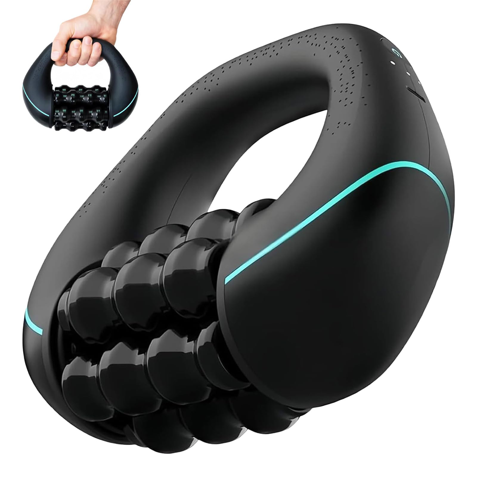 2026 New Electric Handheld Rolling Massager, 20cm Rechargeable Portable Electric Deep Tissue Massage Roller, Powerful, 3-Speed Rolling Percussive Muscle Roller for Legs, Back, Shoulders (Black)
