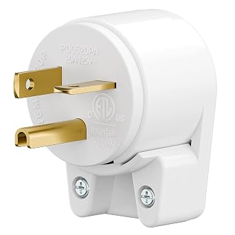 Angle 5-20P Right Angle Nema 5-20P 20A 125V T-Blade DIY Household Plug, Easy Assembly 20Amp 125Volt USA Canada 3-Prong Male Angled,White Color