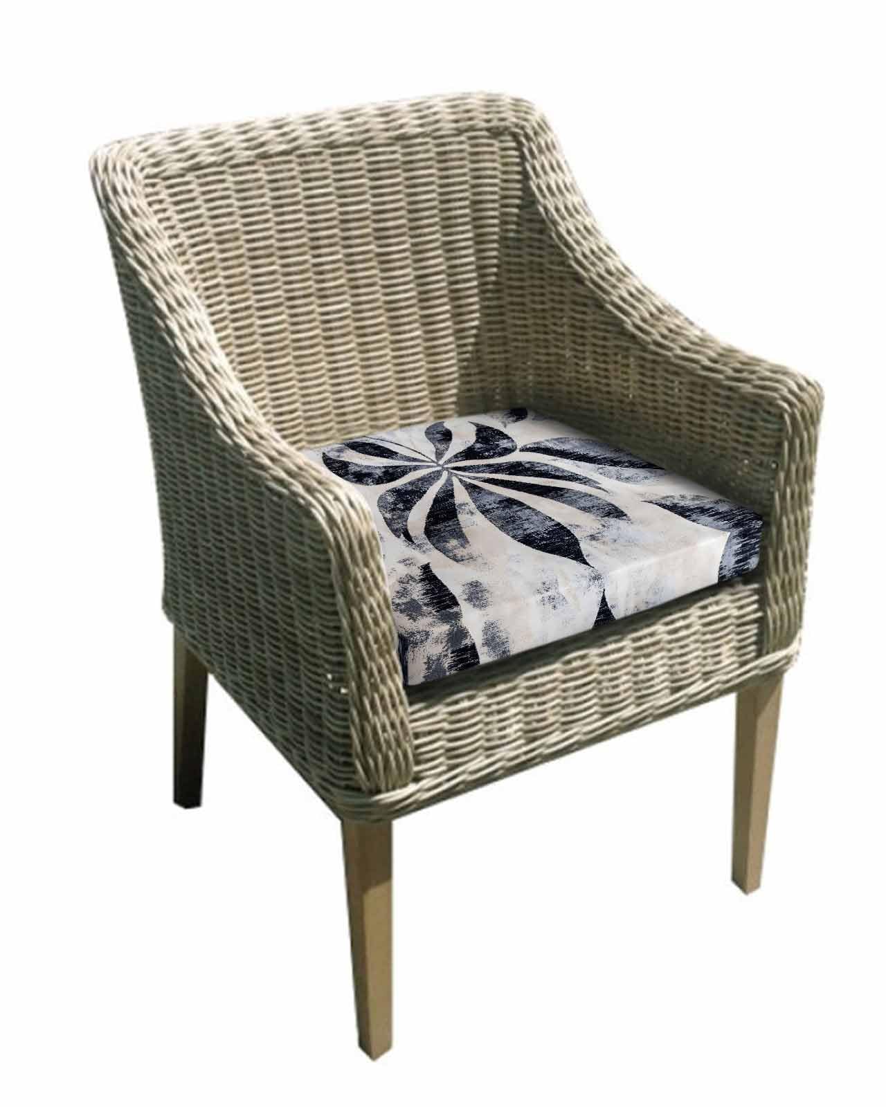 2 Pack Navy Blue Abstract Waterproof Cushion Covers with Ties, Outdoor Patio Chaise Lounge Chair Seat Cushion Slip Covers Replacement(Only Cover) Vintage Tropical Palm Leaves Botanical 20