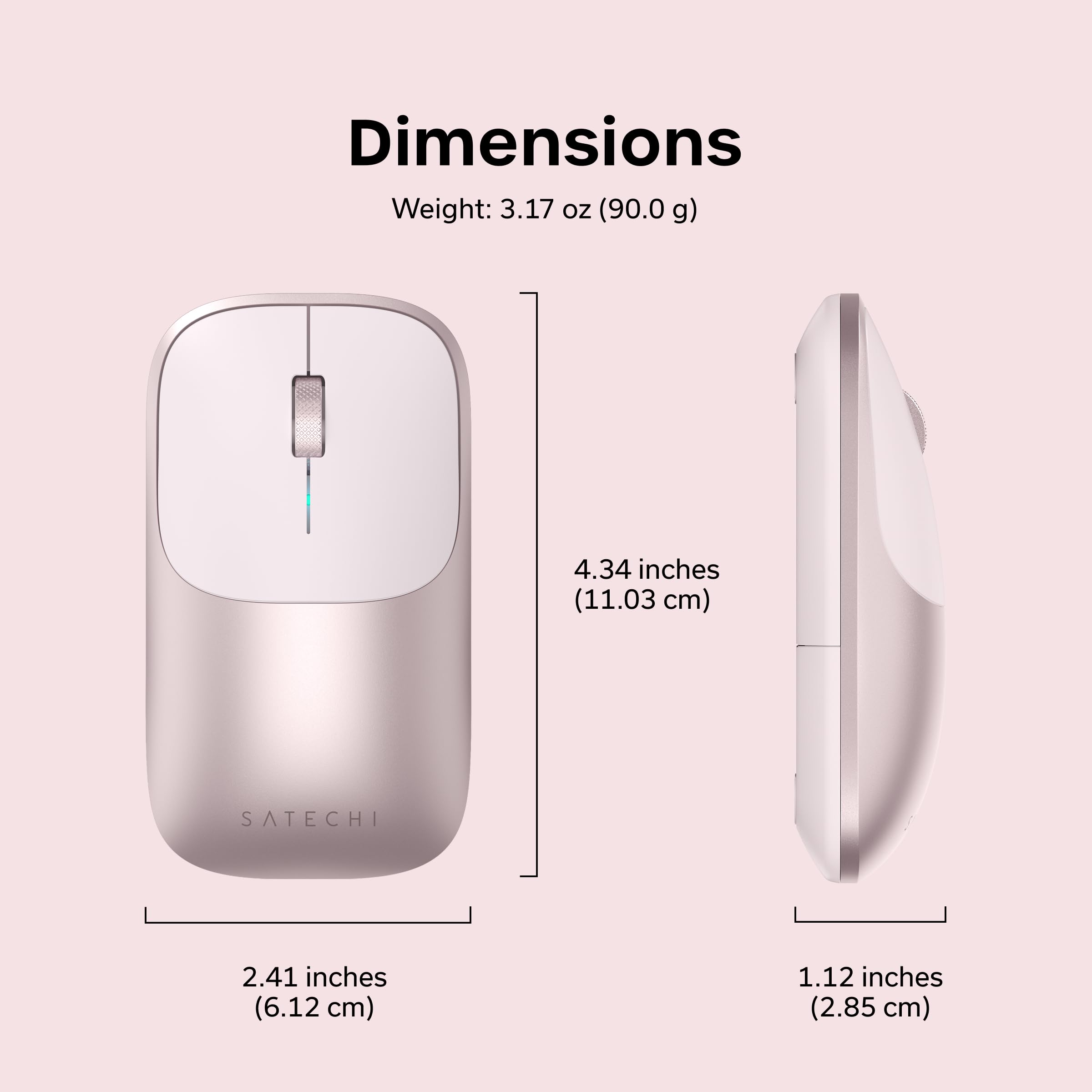 Satechi Bundle Mouse Wireless Slim EX, Hub USB-C OntheGo 5 in 1 e Hub USB-C Snap 6 in 2 (Rosa Pastello) Bundle