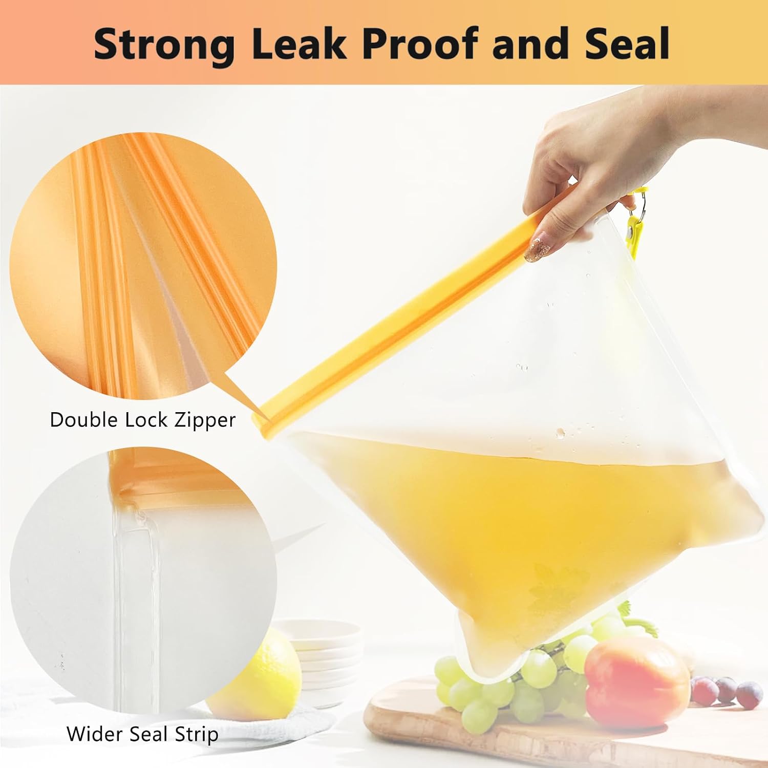 Daily Treasures 12 Pack Reusable Freezer Bags with 12pcs Silicone Keychain,(XL&L&M) Zip Lock Sandwich Bags,Freezer Bags Reusable,2 Reusable Gallon Bags&5 Reusable Sandwich Bags&5 Snack Bags