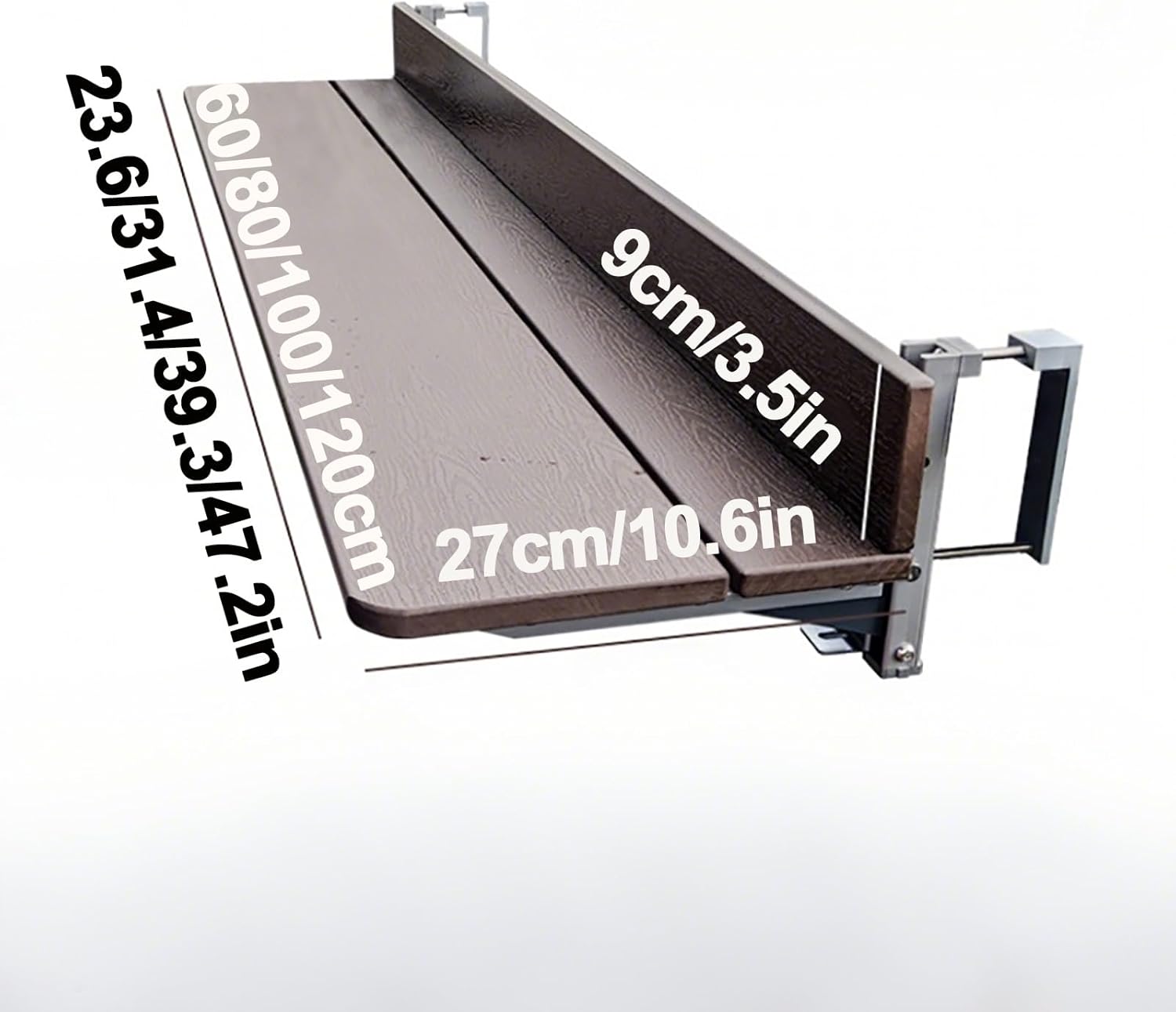 Folding Balcony Table with Retractable Shelves, Adjustable Space-Saving Bar Table, Wall-Mounted Dining Table for Small Balconies, Compact Outdoor Furniture (31.4 * 10.6 in)