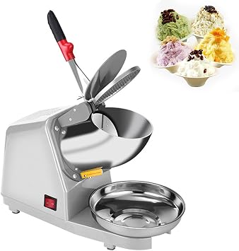 Electric Ice Crusher, Double Knife Ice Crusher, Ice Crusher, 65 kg/h, 300 W Ice Crusher Smoothie Machine, Suitable for Soft Drinks, Cocktails or Cold Dessert Preparation,Grey
