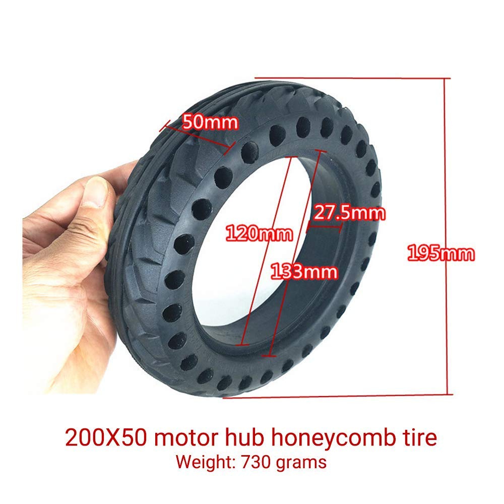 Neumático para Scooter eléctrico, 200 x 50, neumático de Panal a Prueba de explosiones, Antideslizante y Resistente al Desgaste, Amortiguador y Duradero, Adecuado para Ruedas de Motor de 8 pul
