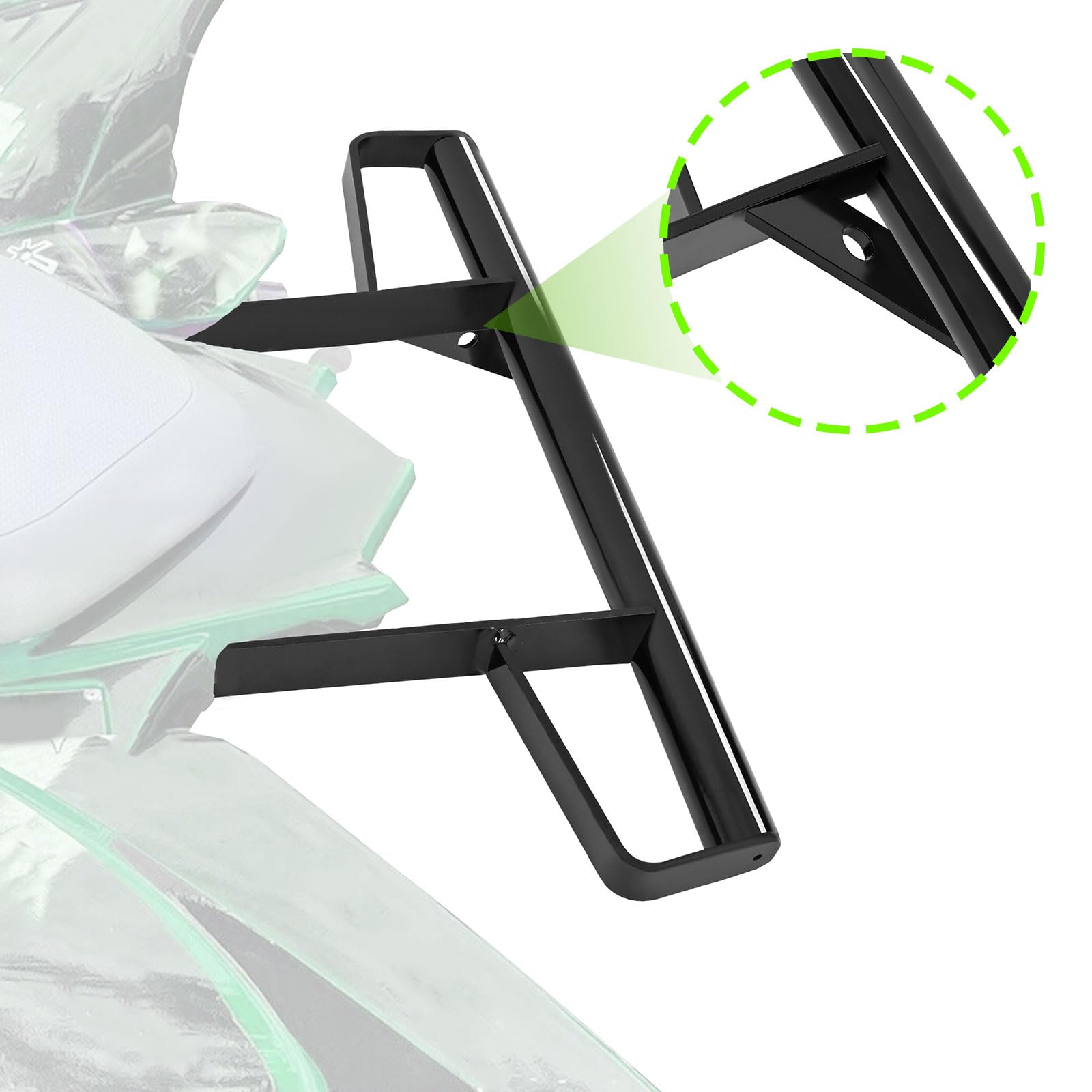 ECOTRIC Aluminium Rear Wide Grab Bar Compatible with 2006-2024 Yamaha Raptor 700 700R ATV Rear Rack Mounted Bar Nerf Bars Gloss Black