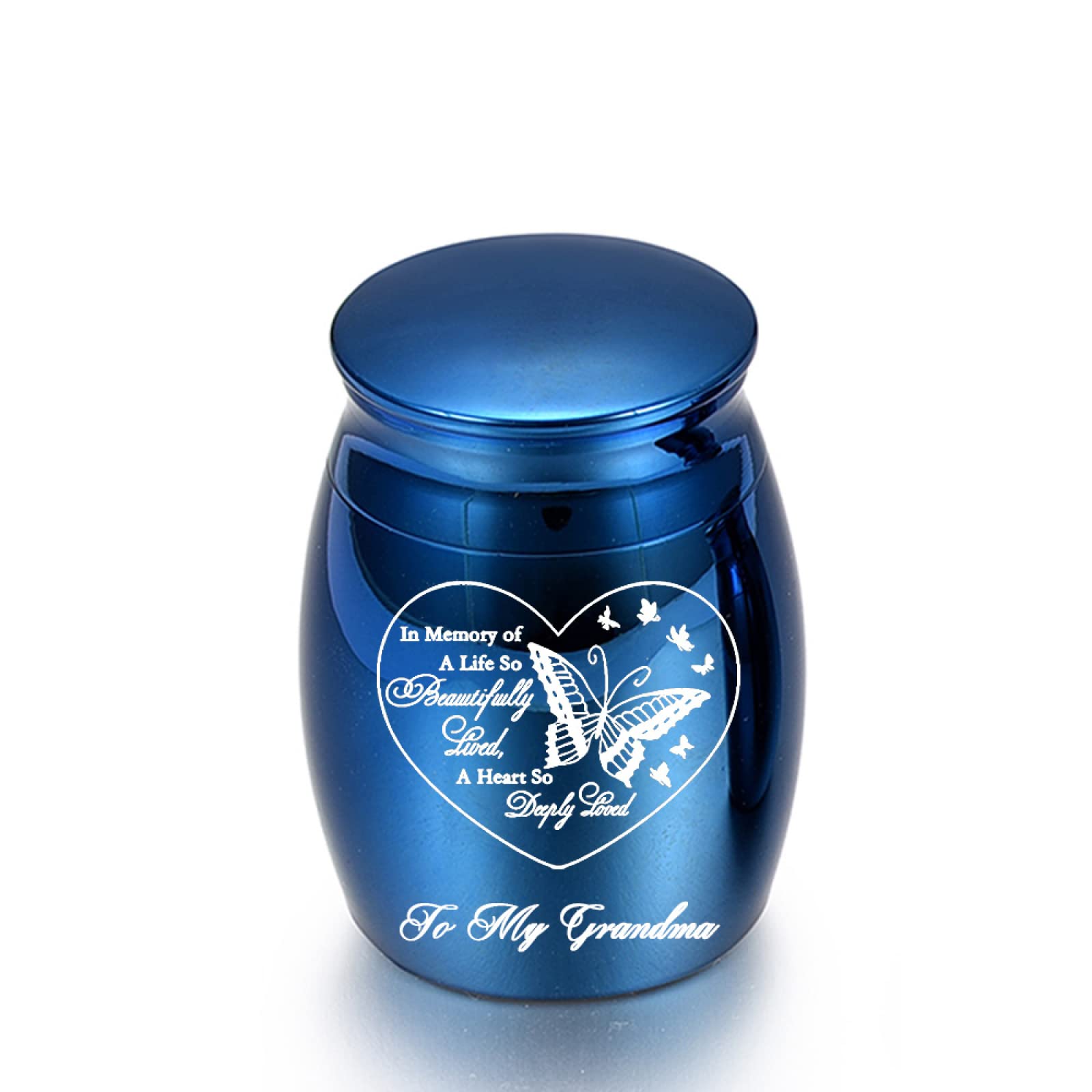 LZHLMCL Urn For Ashes Adult 40Mm Small Urns For Human Ashes Stainless Steel Small Cremation Urns For Dad Mom Mini Keepsake Urns Ashes Blue Grandma