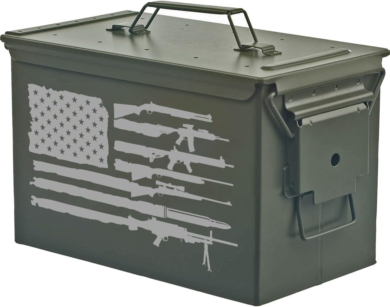 MIP Steel Ammo Can Storage Box Ammunition Case American Gun Flag (30cal, Black)