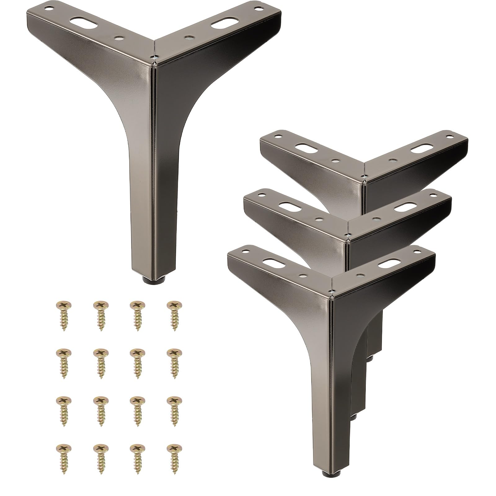 PATIKIL 15cm / 6 Inch Metal Furniture Legs, 4 Pcs Modern Triangle Furniture Feet Couch Legs DIY Replacement for Table Chair Cabinet Cupboard Sofa, Brown
