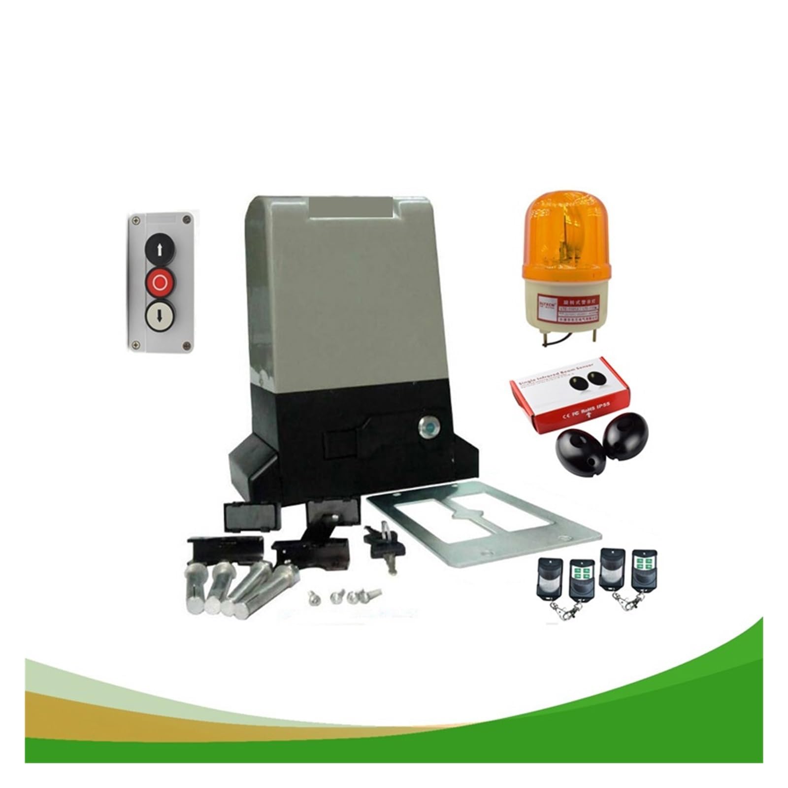 Kit para abrir puertas, Motor de apertura puerta corredera automática for hasta 800 kg (fotocélulas, botón, lámpara, teclado, abridor GSM opcional)(Kit8)