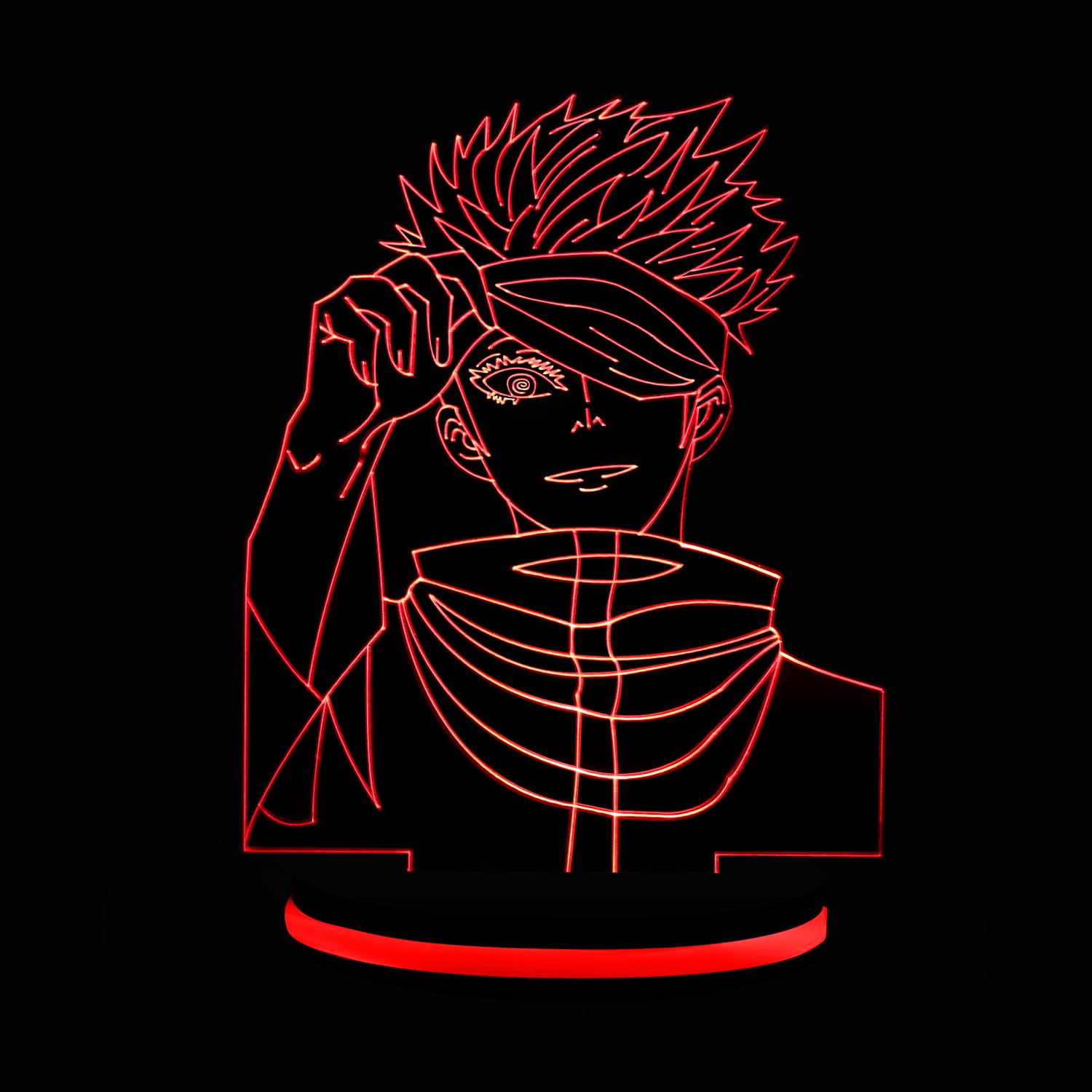 Saturo Gojo356 Acrylic Night Lamp Anime Home Decor Light Warm White Light With 12V 1 Amp Adapter Gift For Birthday (Wooden Base, Pack of 1)