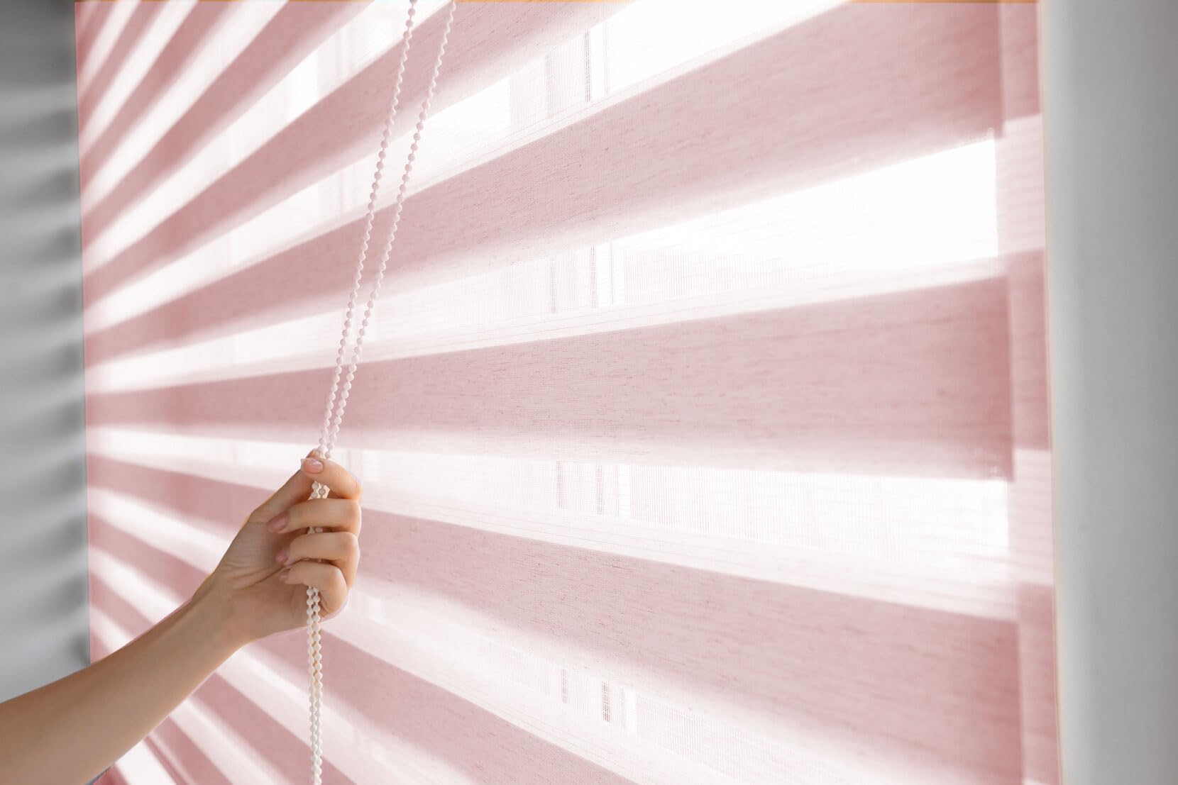 Tropik Home Pink Day And Night Zebra/Vision Window Roller Blind, Choice Of 16 Width Sizes 123.5Cm Wide X 150Cm Drop