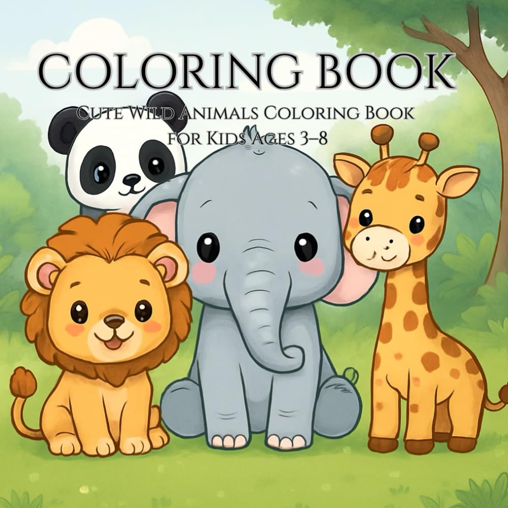 Cute Wild Animals Coloring Book for Kids: Cute Wild Animals Coloring Book for Kids
