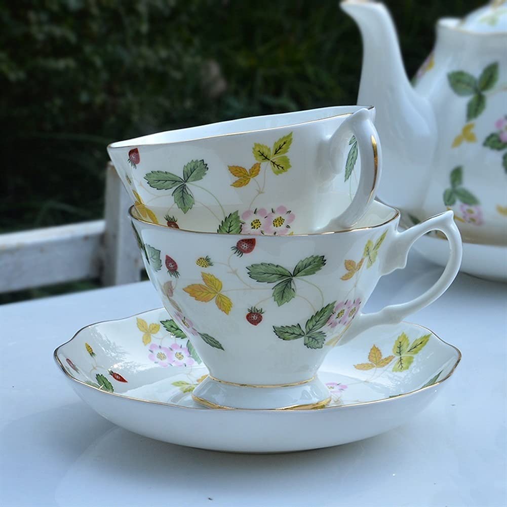 Set di tazzine da caffè in porcellana, tazza da tè in porcellana, tazza da tè pomeridiana, tazze riutilizzabili in stile cinese e piattino, tazzine da caffè con latte liscio, tazza for bevande, ananas