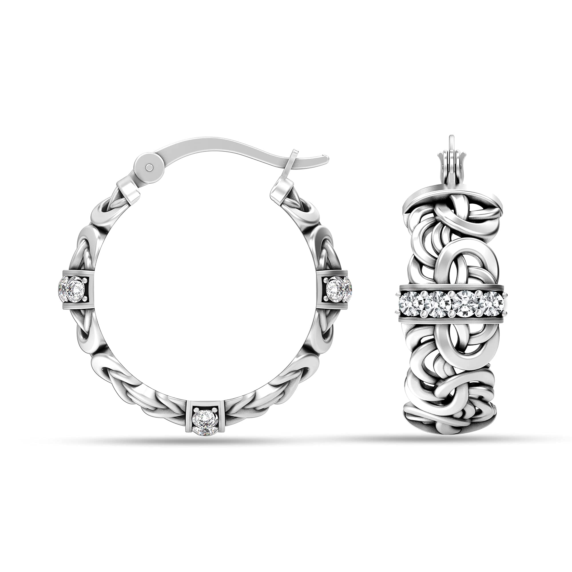LeCalla Pendientes de aro con cierre de clic de inspiración bizantina antigua, joyería de plata de ley para mujer