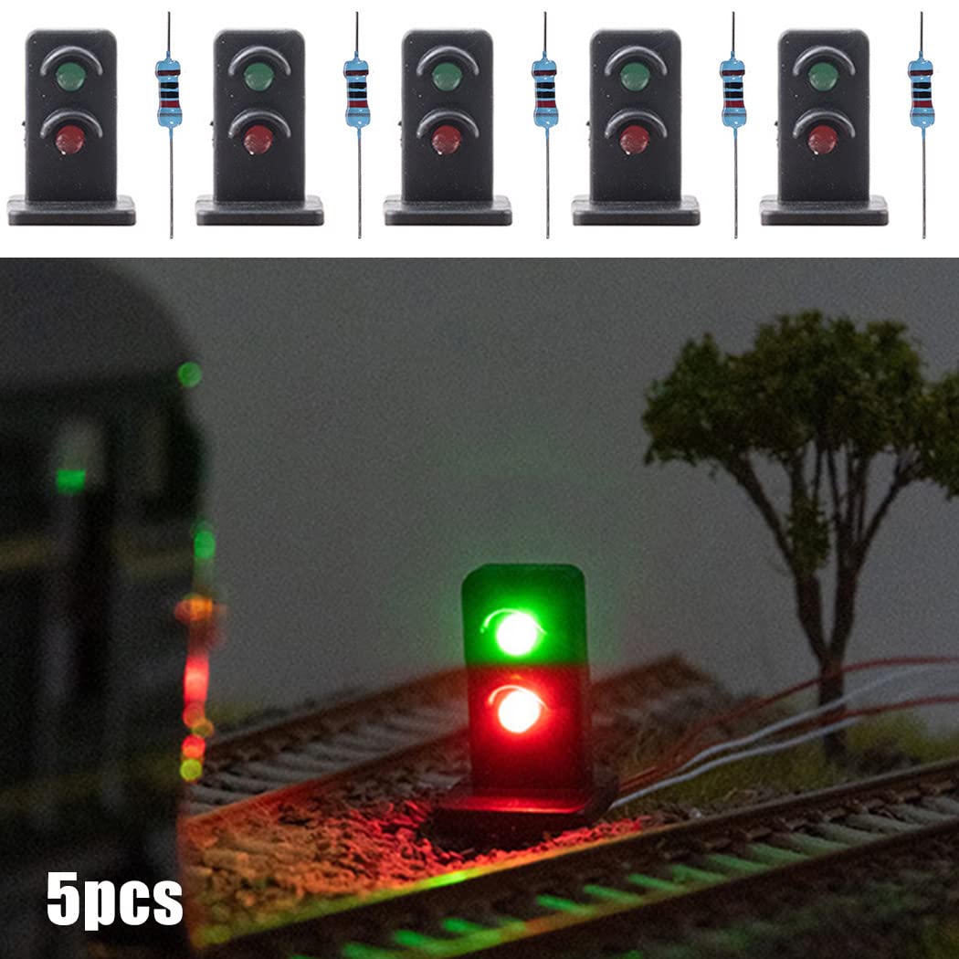 10 Pezzi Modello Ferroviario 2 Aspetti Blocco Segnale Verde/Rosso HO OO Scala LED Semafori per Treno Layout