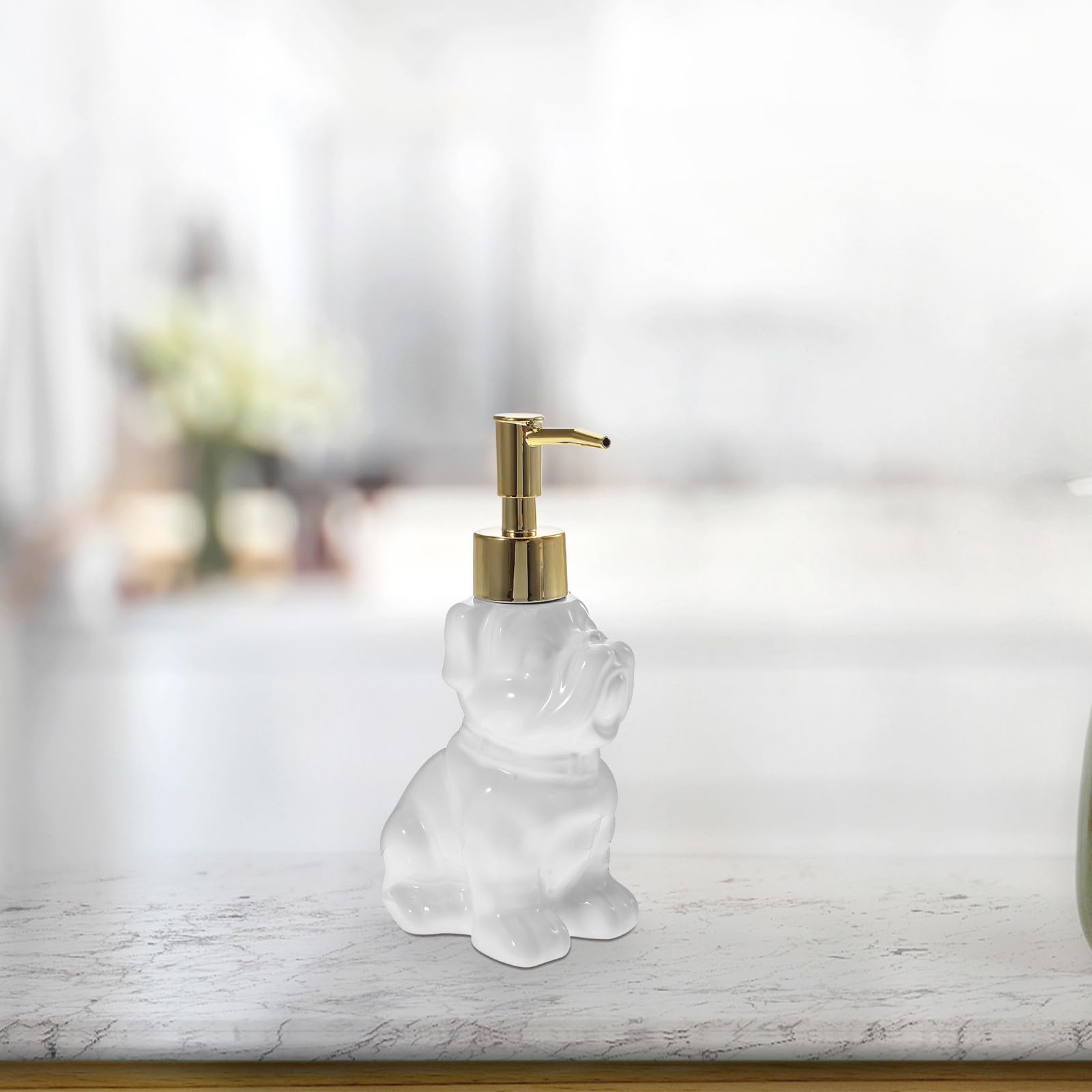 Dosificador de Jabón de Cerámica Blanco 280ml Bomba Antirretorno, Diseño Moderno y Elegante para Baño y Ducha