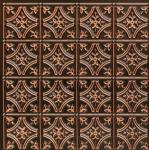 From Plain To Beautiful In Hours 150 Gothic Reams PVC 2' x 2' Glue-up Ceiling Tile, Pack of 10, Antique Copper, 10 Piece
