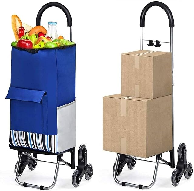 TANGZON Folding Shopping Trolley, 6 Wheels Rolling Grocery Cart Hand Truck with 35L Detachable Bag, Max Capacity 50kg