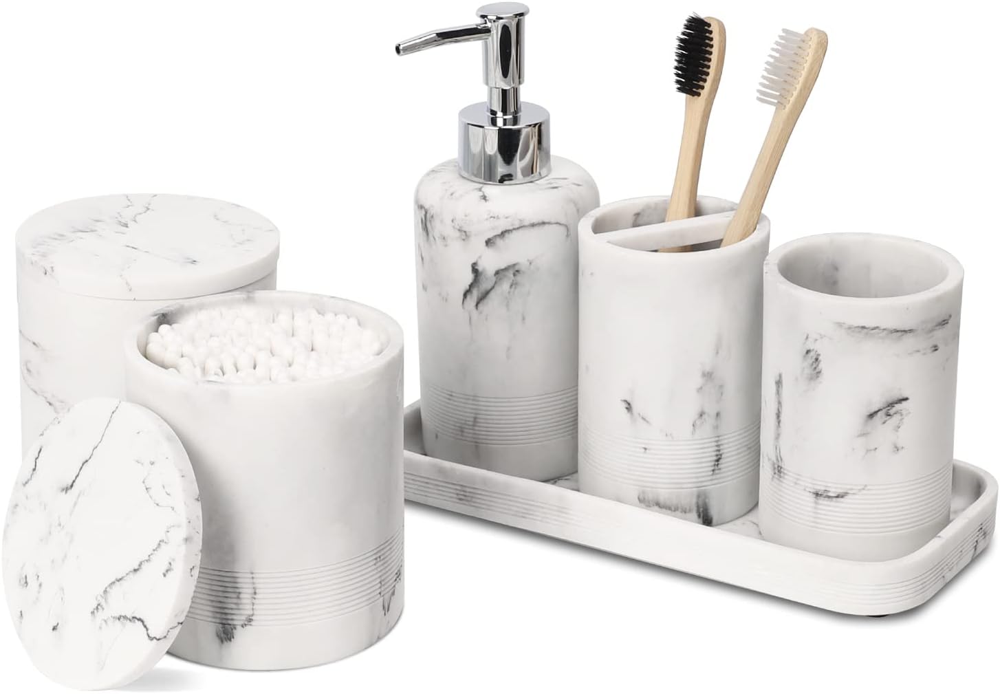 zccz White Bathroom Accessory Set 6 Pieces Bathroom Organiser with