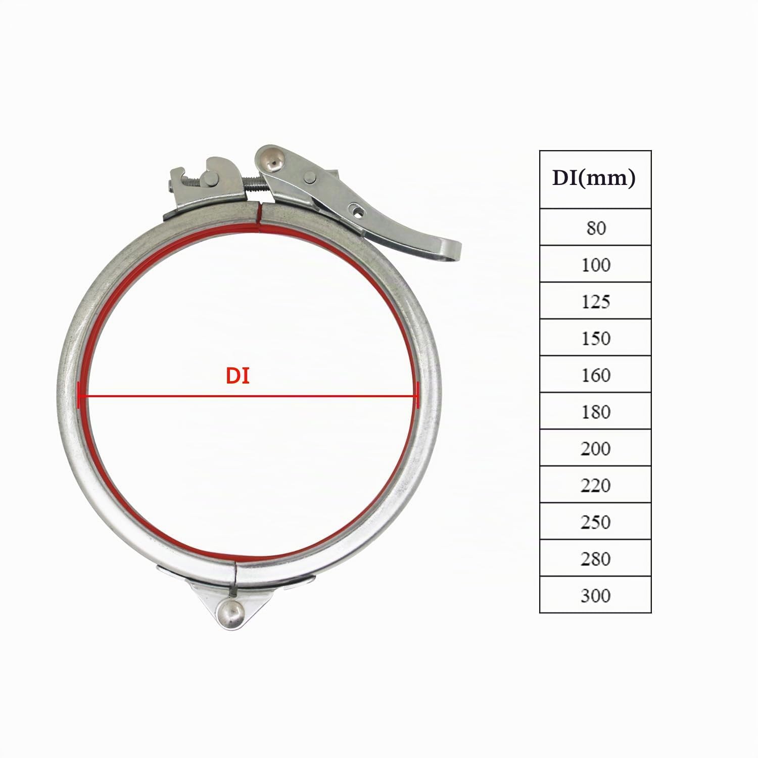 Abrazadera ducto aire cierre union tubos acero inoxidable para tubo de escape inox tubería abrazadera de liberación rápida metálica cierre ballesta para bidón con tapa (ID200mm)