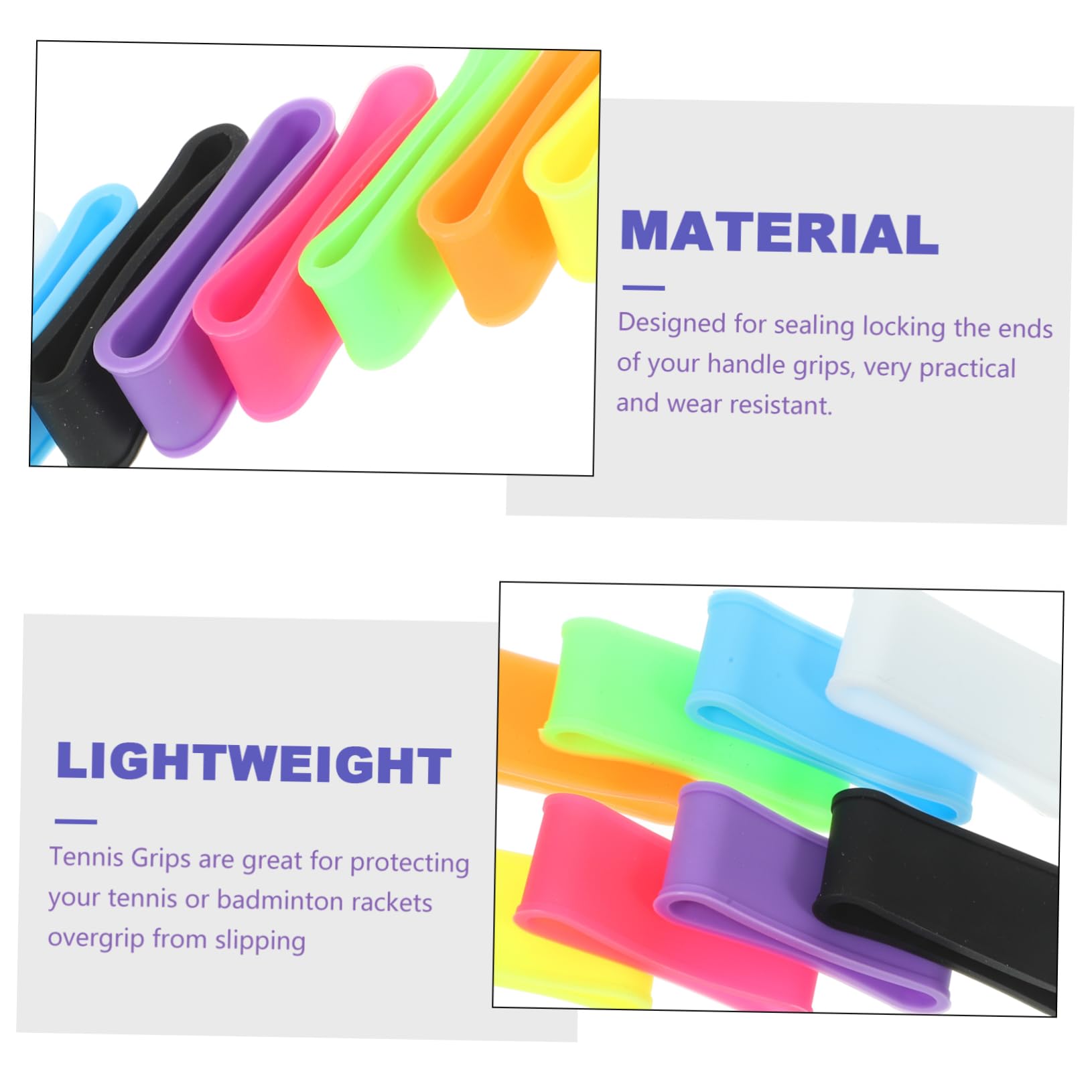 Toyvian Grip Antiscivolo Silicone per Racchette Tennis E Badminton Leggeri E Riutilizzabili Design Versatile per Sport E Attrezzature Fitness 16 * 2