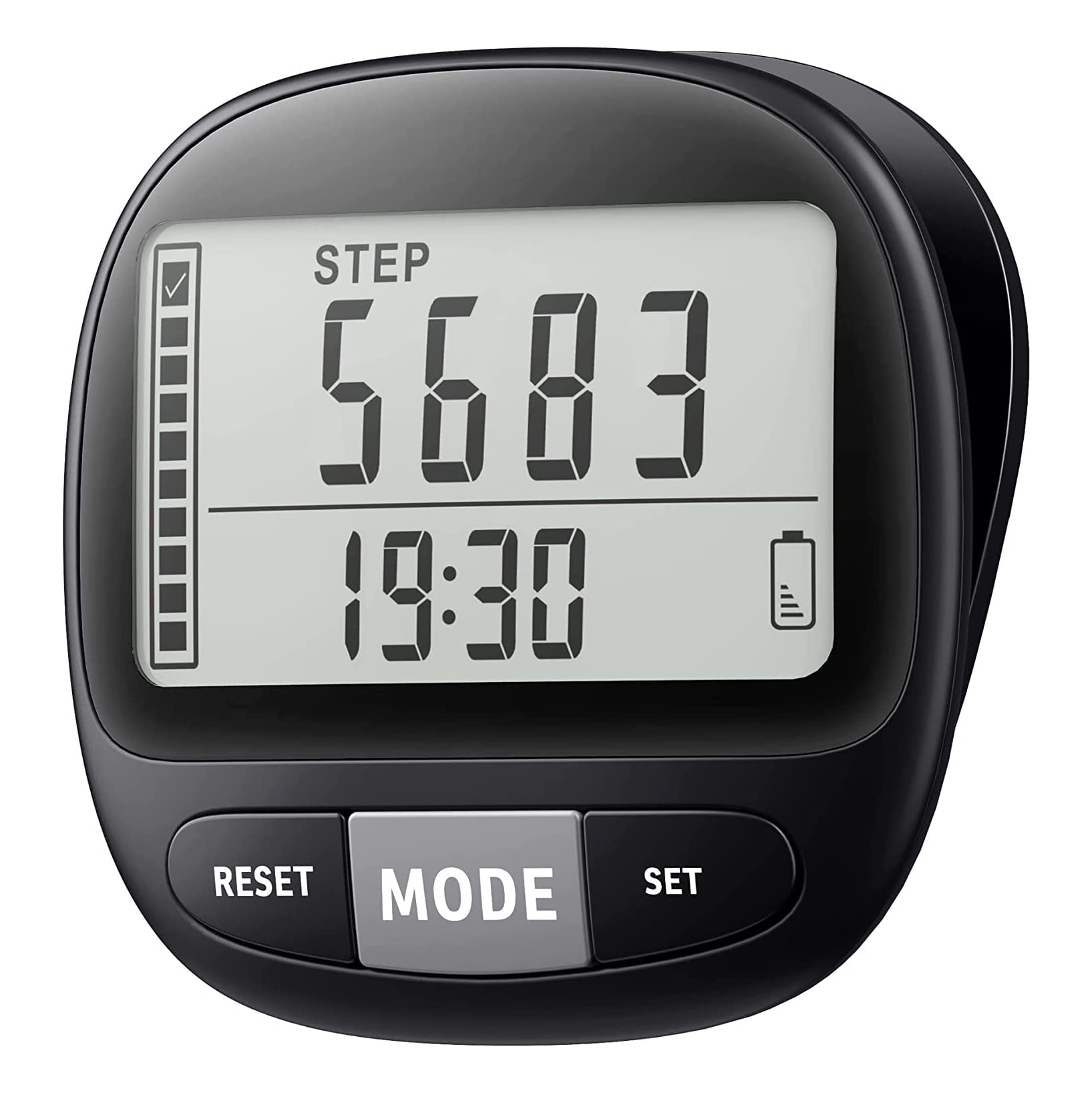 Angju 3D Pedometer for Walking with Clip and Strap, Walking Distance Miles, Calorie Counter, 7 Days Memory, Daily Target Monitor, Activity Time. Accurate Step Counter for Men Women & Kids Seniors