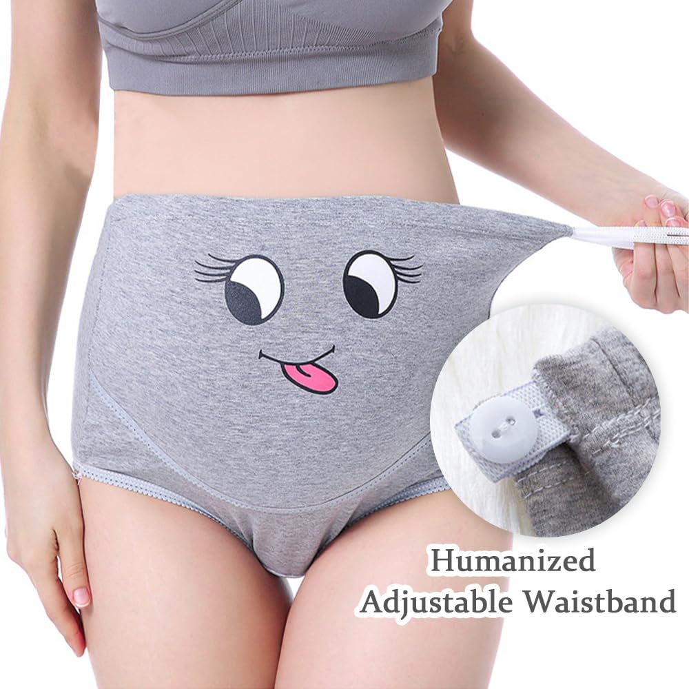 Braguitas de Premamá Cintura Alta Bragas de Algodón Maternidad Ropa Interior de Maternidad para Mujer Cinturón Ajustable Pack de 3,M-5XL