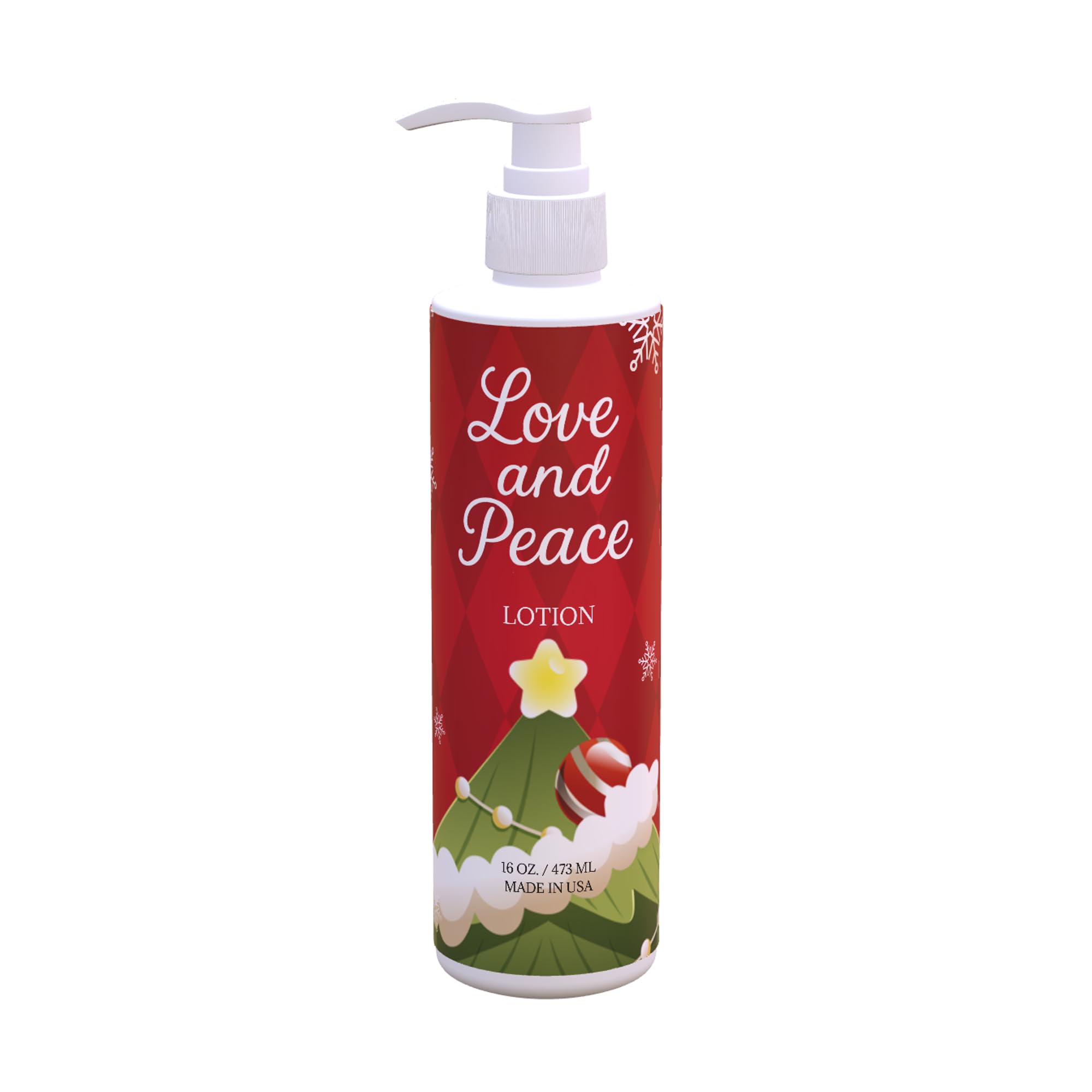 Christmas Hand Body Lotion Love Peace Design Fresh Green Tea Lemon Scent 12 Pack 16 oz Pump Bottles