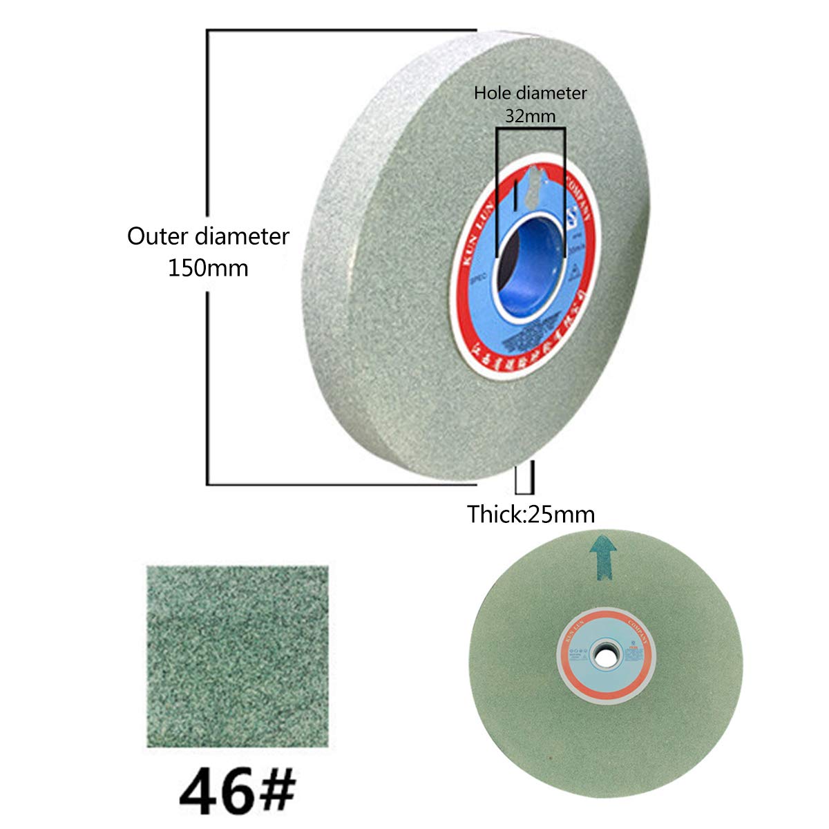 Ściernice, Materiał ścierny: zielony węglik krzemu, średnica zewnętrzna: 150 mm, otworu: 32, grubość: 20(46 Grit)