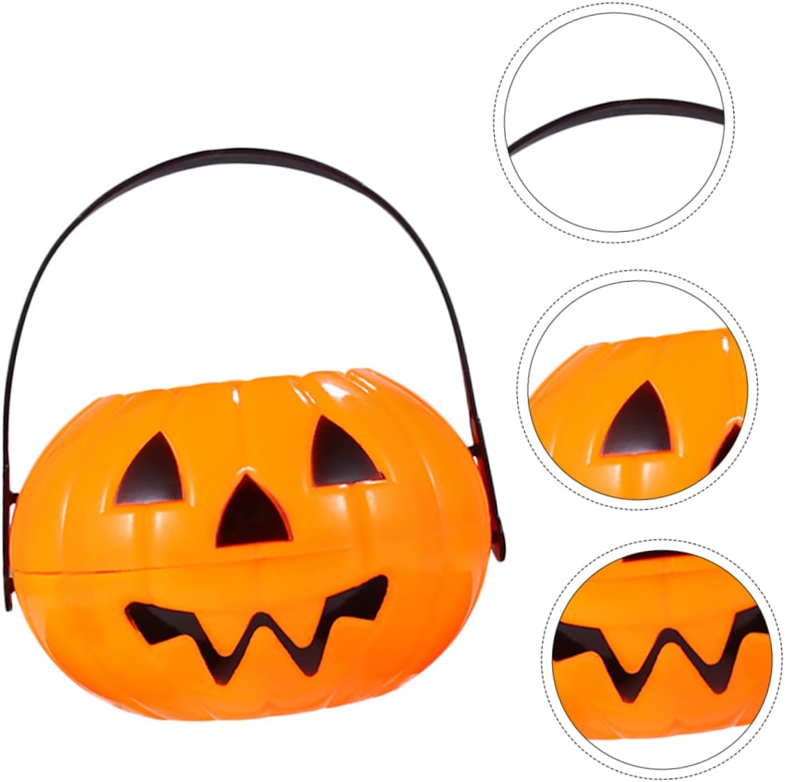 Pumpkin Shape Buckets Small Halloween Treat Pail Plastic Candy Boxes Desktop Ornament