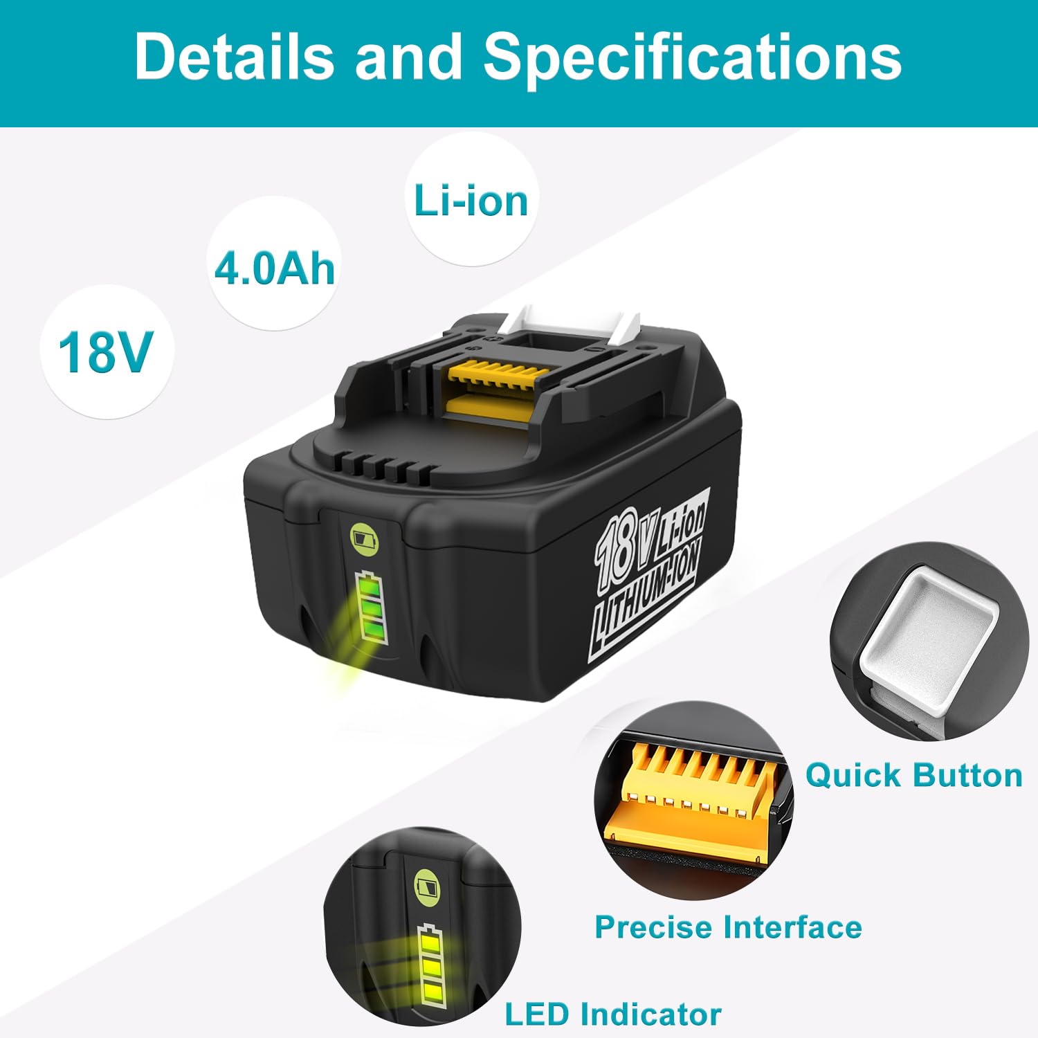 Energup 18V 4.0Ah Batería + Cargador para Makita Batería 18V BL1860 BL1850B BL1850 BL1840 BL1830 BL1820 LXT400