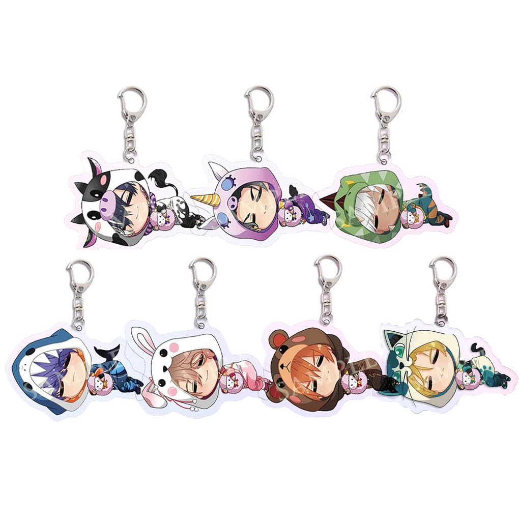 7 Pcs Obeys Me Keychain Game Anime Obeys Me Figure Cosplay Keyring Pendant Obeys Me Cute Acrylic Chain Decor