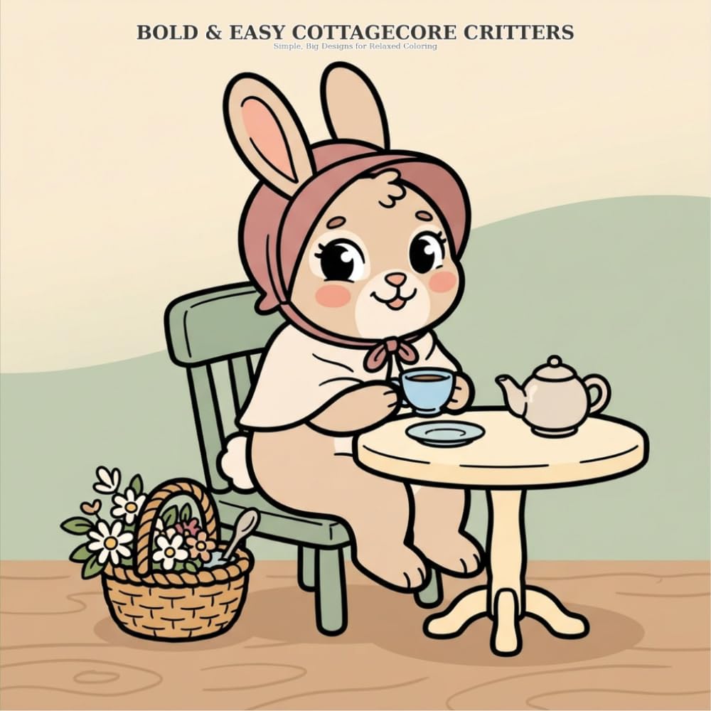 Bold & Easy Cottagecore Critters: Simple, Big Designs for Relaxed Coloring