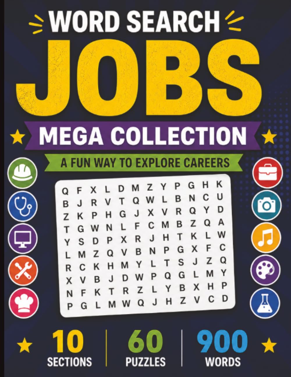 Jobs Word Search for Adults: 60 Puzzles Across 10 Career-Themed Sections | Fun, Relaxing Brain Games with 900 Words to Find
