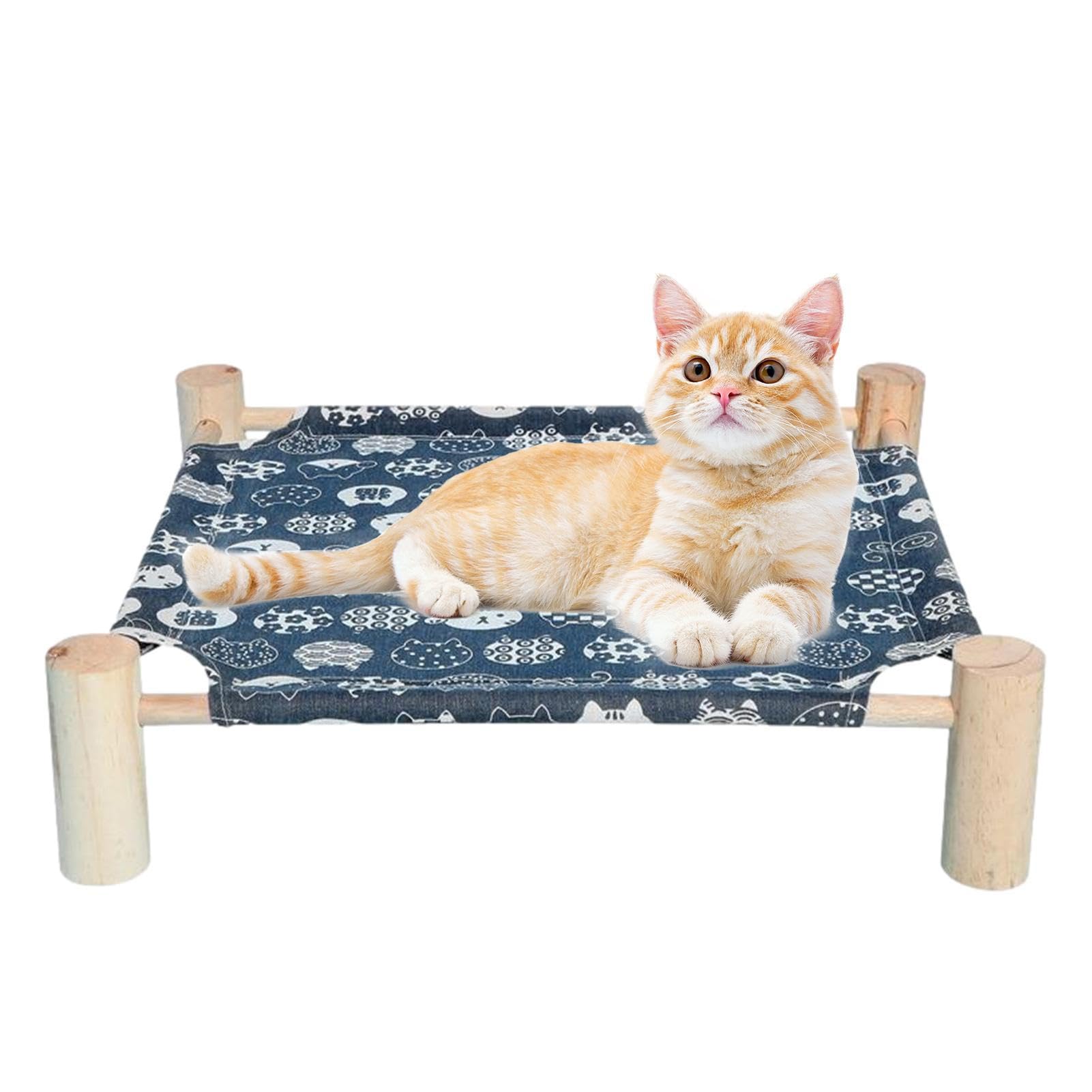 Cama elevada para Perros con refrigeración Pequeña Madera para Mascotas para el Verano Cama elevada enfriamiento para Perros,Cama para Gatos,Cama para Mascotas para Cachorros,Gato azul marino