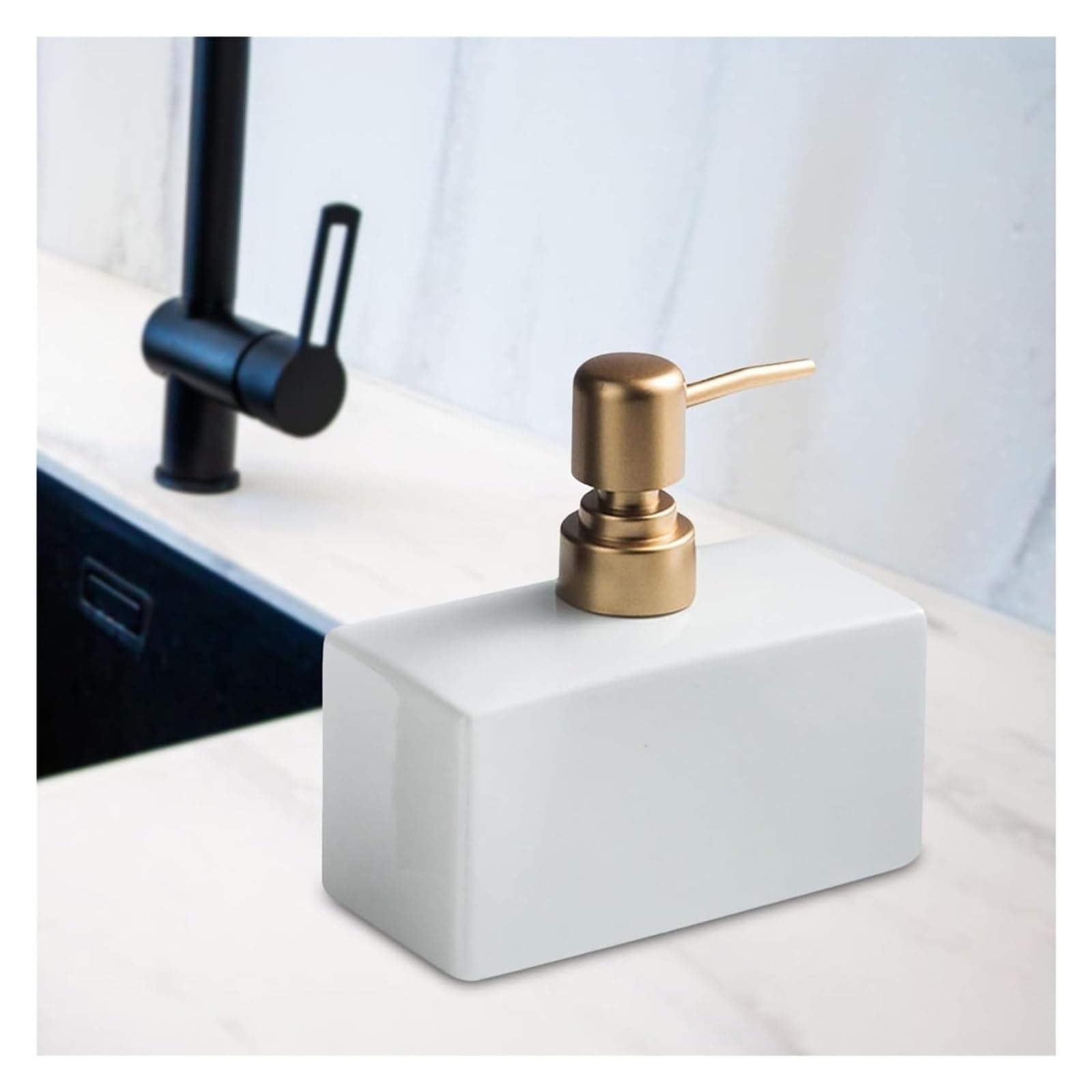 Ugzxcvbn White Ceramic Soap Dispenser, Ceramic Soap Dispenser 400Ml Lotion Pump Bottle For Bathroom Kitchen Home Multicolor