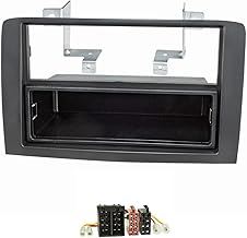 tomzz Audio 2414-028 Set of Radio Panels Compatible with Fiat Idea Lancia Musa Black with ISO Radio Adapter