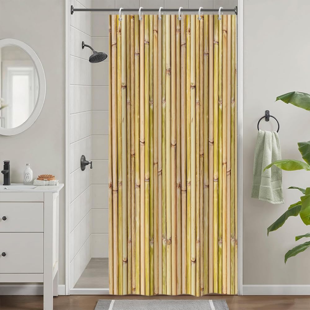 Cortina de Ducha de Hoja Eucalipto, Cortinas de Ducha Verde Oro Abstracto Planta Cortinas de Baño Antimoho Impermeable Lavable Tejido de Poliéster Cortina Ducha con 12 Ganchos 120x200cm — view 126