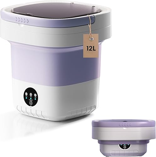 Lavadora portátil, mini lavadora mejorada de 7 L12 L, adecuada para ropa pequeña, lavadora plegable, ideal para dormitorio, hogar, hotel, campamento