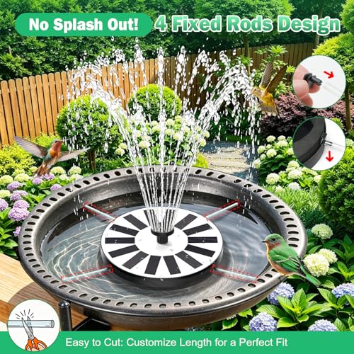 SZMP Glass Solar Bird Bath Fountain Pump, 8 Nozzles & 4 Rods, White SZMP Glass Solar Bird Bath Fountain Pump, 8 Nozzles & 4 Rods, White - Image 4